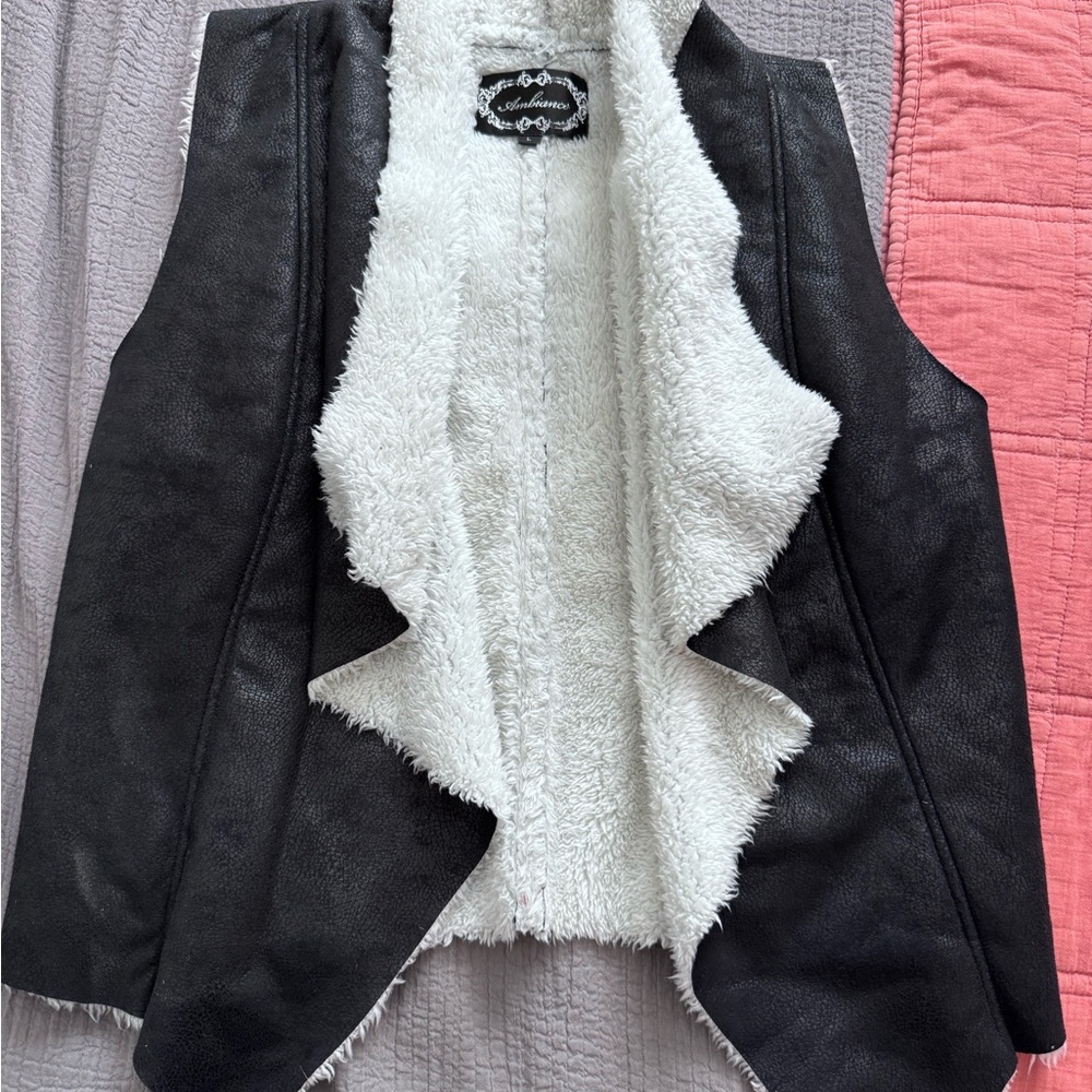 Black and White Faux Shearling Vest